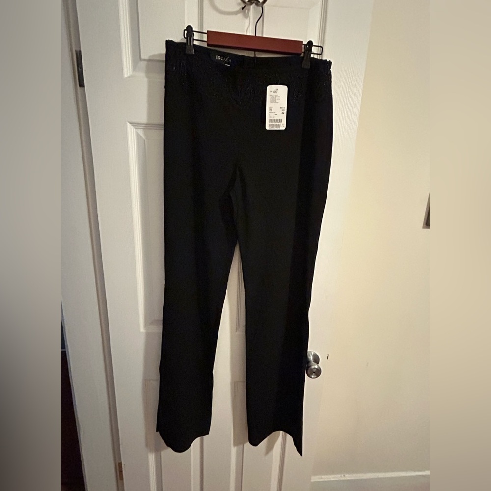 Escada - black pants with beaded waist design - size 42